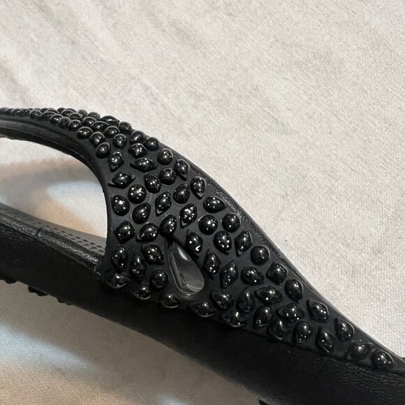 Authentic Crocs W6 – Black Crystal-Studded Sandals | Great Condition Comfortable - Picture 4 of 5